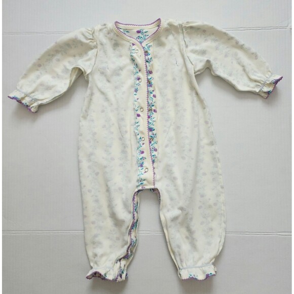 Baby Girl Clothes Lot - 2 Cotton Romper Jumpers & 1 Hooded Cardigan Playwear 12M - Picture 4 of 16